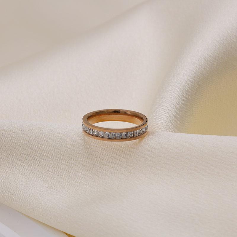 Fashion Sparkle Inlaid Zircon Popular Rose Gold Non-Fading Jewelry Ring