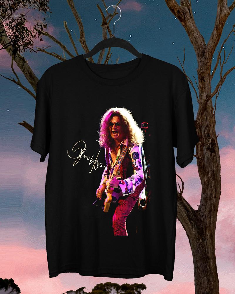 Классическая черная футболка унисекс Deep Purple размера full-size с автографом Гленна Хьюза Gif KH837 M