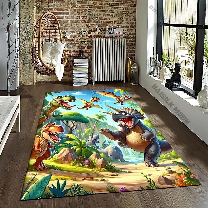 Cartoon Dinosaur Tyrannosaurus Cartoon Pattern Living Bedroom Carpet Bedside Floor Mat 15 Size Kid's Room Cloakroom Play Mat