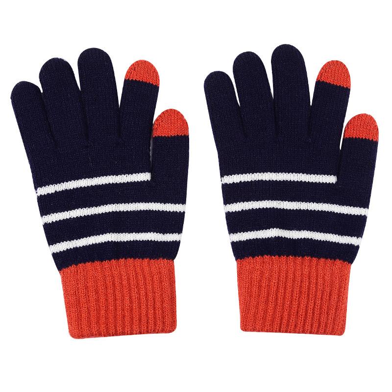 Autumn and Winter Women's Cycling Touch Screen Cold-proof Gloves Five Pointer Knitted Yarn Warmth Thickened Gloves Windproof Cute Gloves
