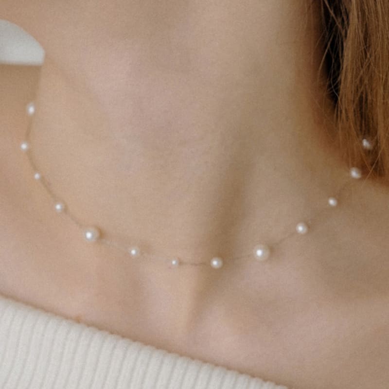 HAS HLD028 Silver Chain pearl necklace