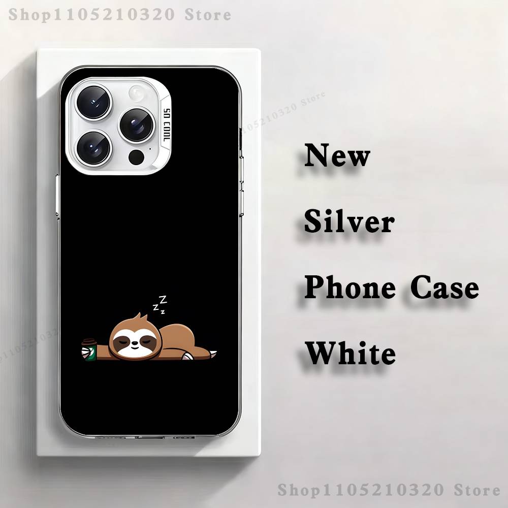 Animal Cute Sloth Phone Case For iPhone 17,16,15,14,13,12,11,Pro,XS,Max,Plus,Mini,SE4,E white Matte Shockproof Cover