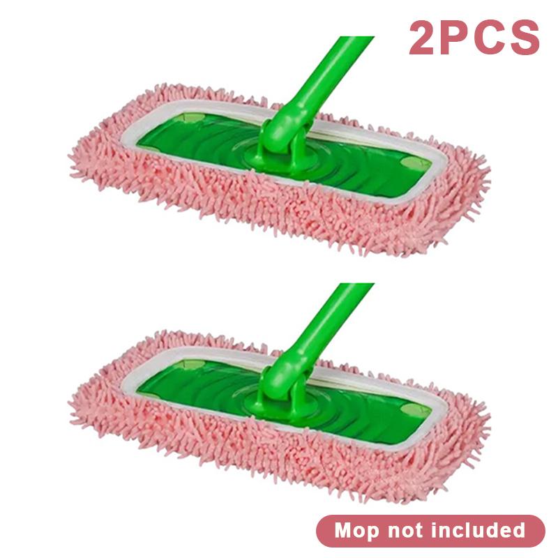 2Pcs Reusable Mop Pads With High Water Absorption And Ultra-Fine Fiber Cleaning Pads That Can Firmly Adhere To Most Standard Mop