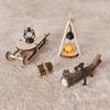 Miniature Dollhouse Outdoor Scene Set: Hanging Stove, Sled, and Kerosene Lamp Props