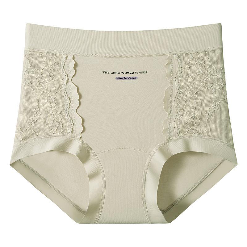 

Женские Весенние и Осенние Кружевные Сшитые 10A Класса Антибактериальные Дышащие Невидимые Под Одеждой Высокая Талия Треугольные Трусы-Слипы L зелёный
