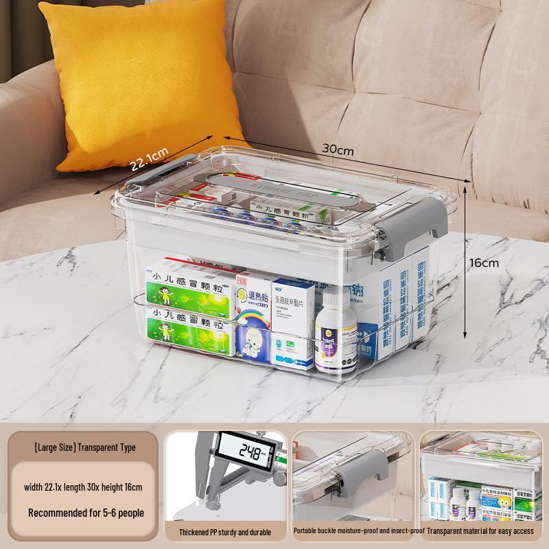 Compact Multi-layer Transparent Medicine Organizer with Large Capacity
