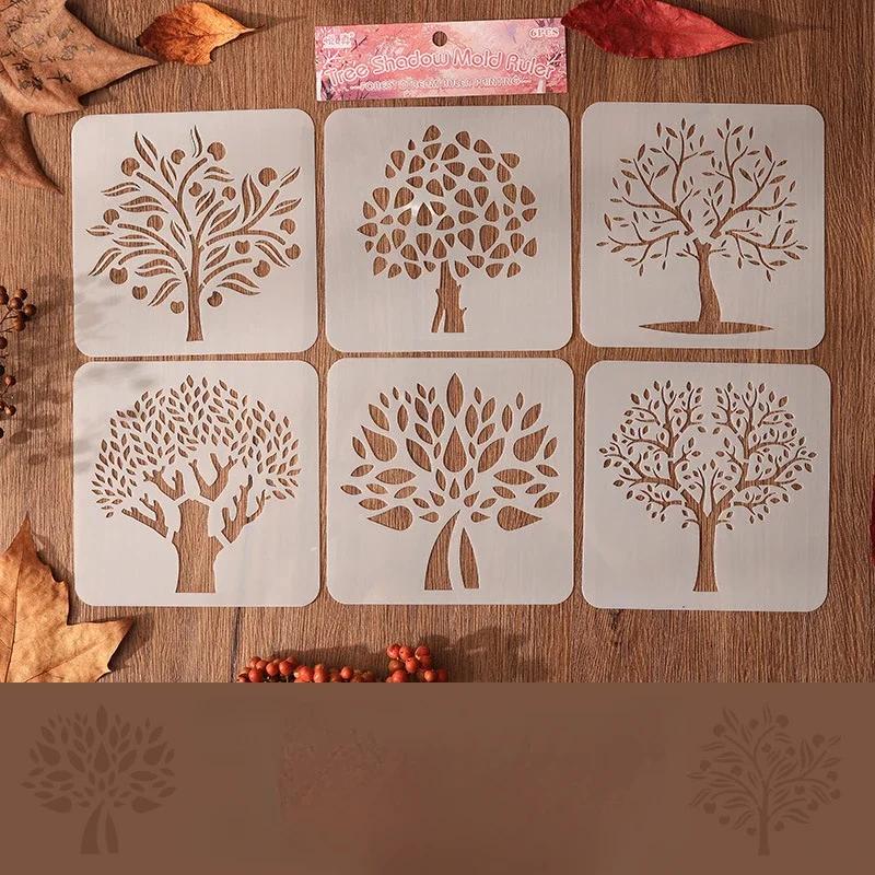 6pcs/set Floral Butterfly Stencil Templates for Scrapbook Wall Small Creative Design DIY Decor Stencils for Painting and Decor