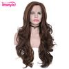 Imstyle Brown Wig Synthetic Lace Front Wigs For Women Long Wavy Wig Mixed Color Heat Resistant Fiber Natural Hairline Wig