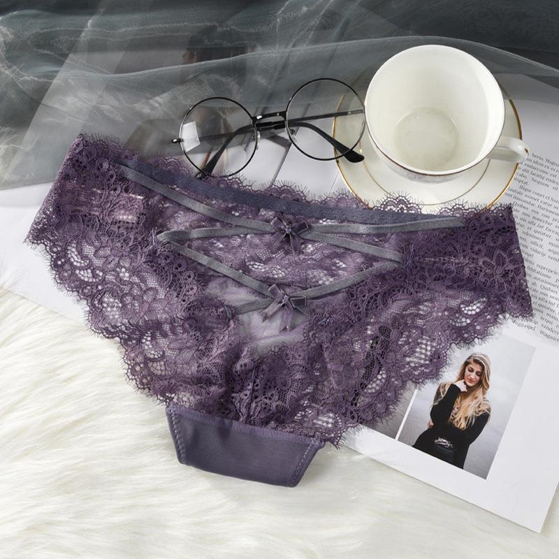 Couples Dating Low Waist Erotic Seductive Perspective Pure Desire Lace Cross Strap Bow Sexy Women's Triangle Pants