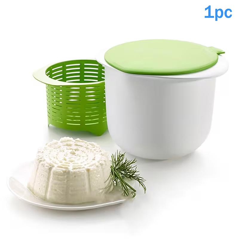 Cheese-Making Kit Includes A Mold Set, A Tofu Press With A Drain Filter, A Microwave Cheese Maker, And Green Cheese Molds