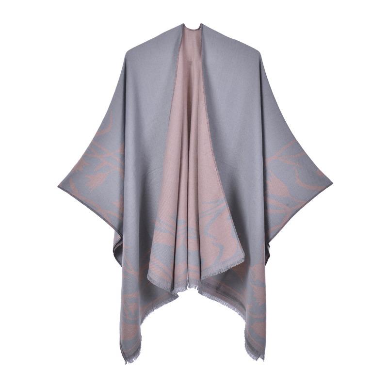 Retro Double-sided Split Shawl Can Be Worn In All Seasons, Women's Imitation Cashmere Fringed Cape Cardigan, Air-conditioned Room with Blanket