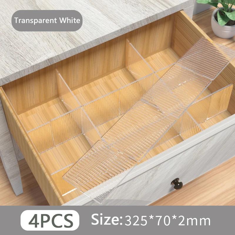4PCS Drawer Divider Adjustable Free Combination Partition Storage Shelves Wardrobe Closet Separator Underwear Socks Storage