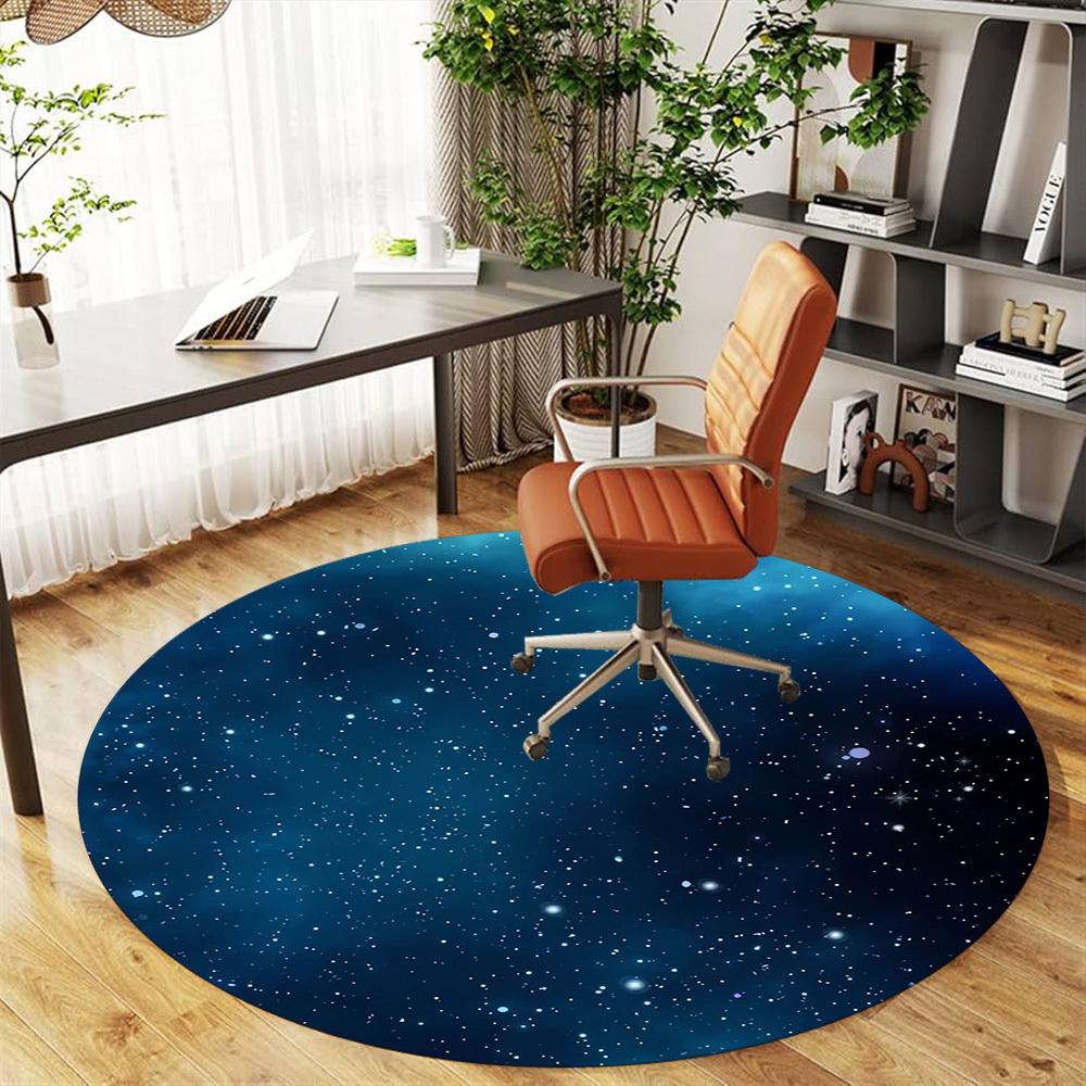 1pc Galaxy Starry Round Chair Mat Area Rug - Non-Slip, Floor Mat for Office, Bedroom, Home Decor Christmas Gift P0811157
