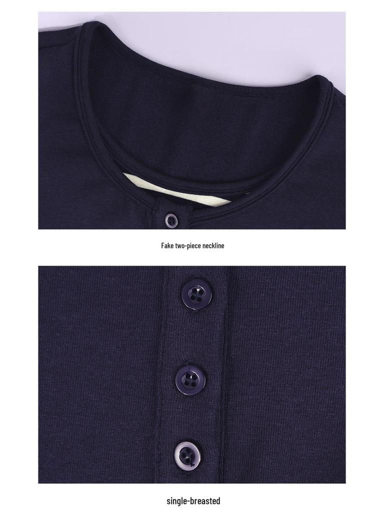 Women's Plus Velvet Long-Sleeve T-Shirt with Inner Layer - Stylish Two-Piece Design for Autumn/Winter 2025