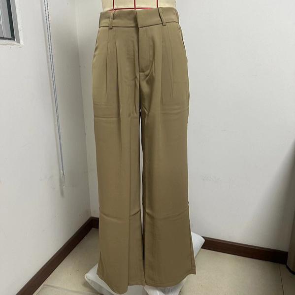 Women's Draped Skinny Solid Pocket High Waisted Wide Leg Pants Casual Pant