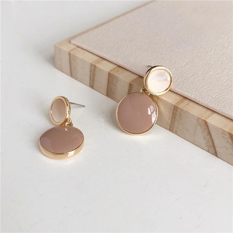 S925 Silver Needle Natural Shell Drip Glaze Earrings - Korean Style for Women