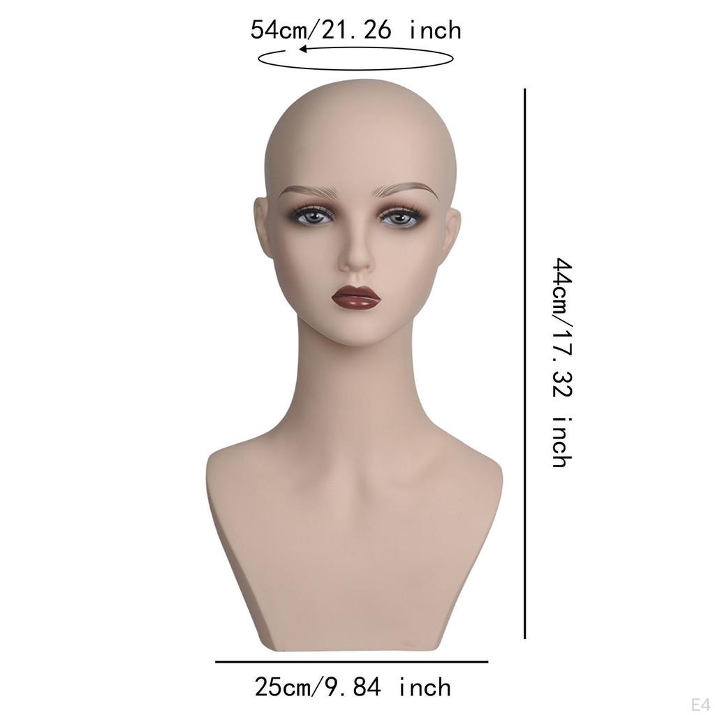 Female Mannequin Head ,with Shoulder, Multipurpose, with Makeup Smooth Manikin Wig Stand