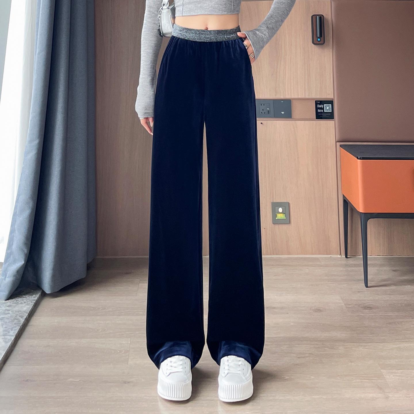 

Golden Velvet Wide-Leg Women s Pants - Autumn 2026, Loose Floor-Length Trousers, High-End Drape, Straight-Leg Style. 3XL (suitable for 65-70 kg)