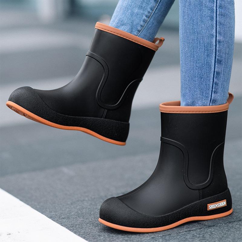 New Rain Shoes Women's Dopamine Cute Short Waterproof Rain Boots Casual Soft-soled Camping Treading Water Non-slip Wear-resistant Water Shoes