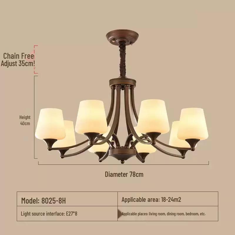 American Retro Iron Art Chandelier for Living Room, Bedroom, Dining Room - Modern & Country Style