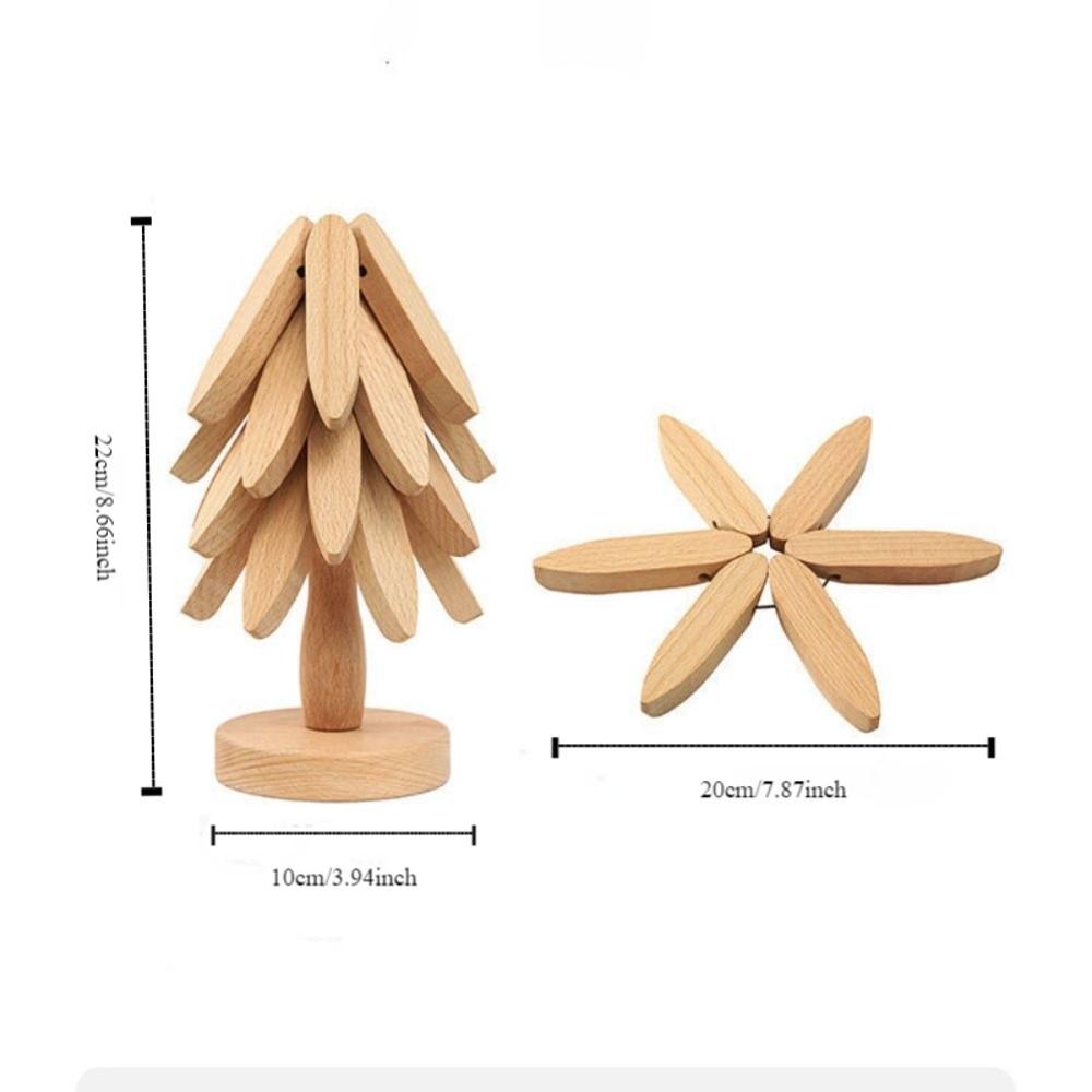 Foldable Wooden Trivets Anti Scald Insulation Pads Multifunctional Christmas Tree Coaster  Kitchen