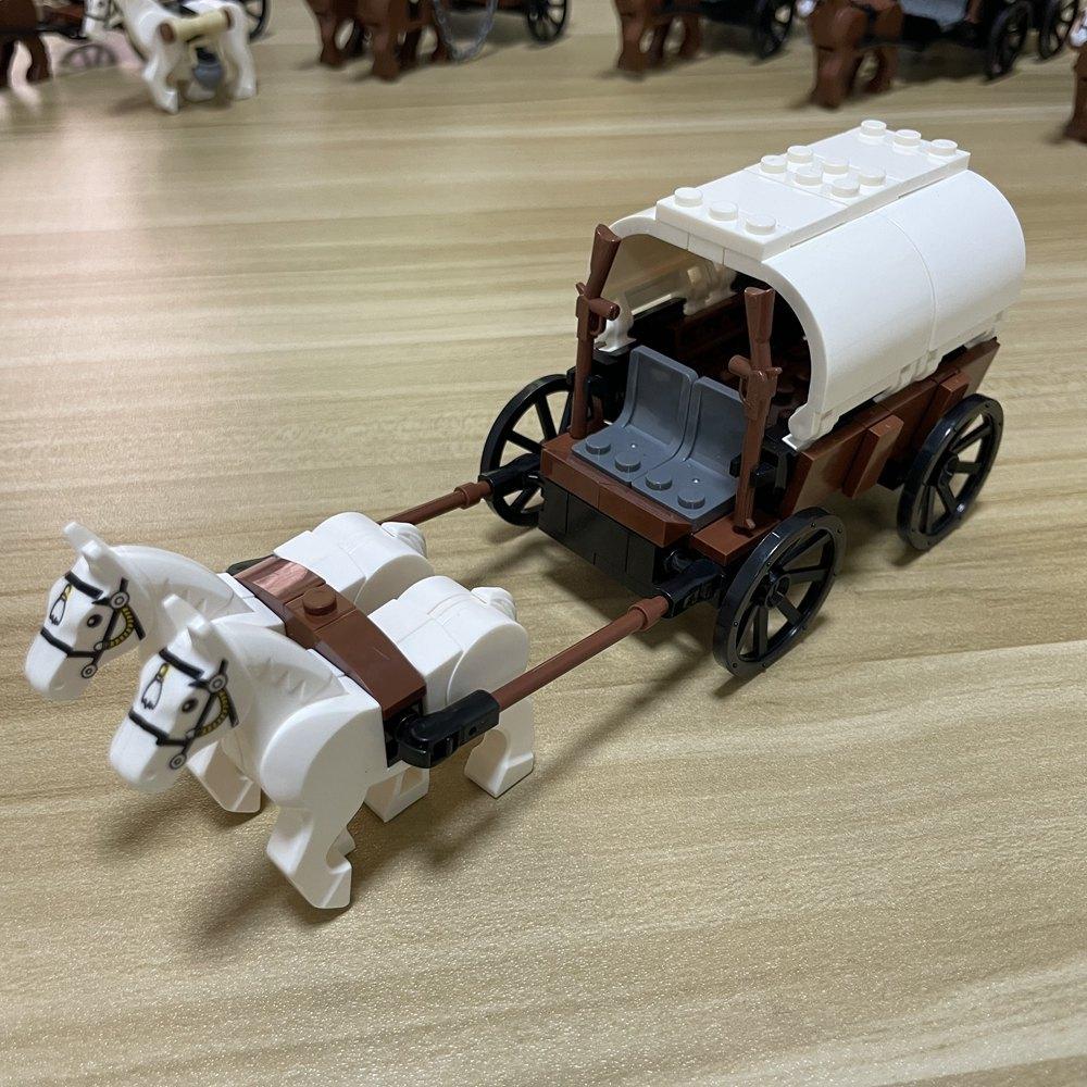 Building Block Carriage Medieval Chariot Prisoner Cart Military Weapon Accessories Weapon Assembly Small Particle Scene Model