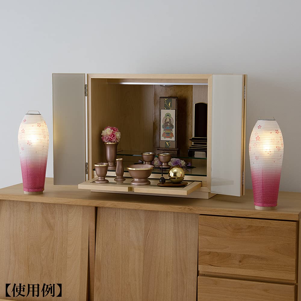 Buddhist Altar Shop Takita Shoten Bon Lantern Mini Bon Lantern LED Cordless Rotating Lantern Tokage Soft Cherry Blossom Pair Set Height 28cm X Width