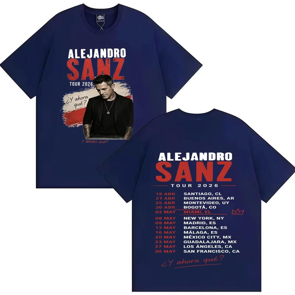 Singer Alejandro Sanz 2026 New Graphics Tshrit Crewneck Y2k Casual Short Sleeve Tees Unisexs Unisexs Pure Cotton Streetwear Hip Hop