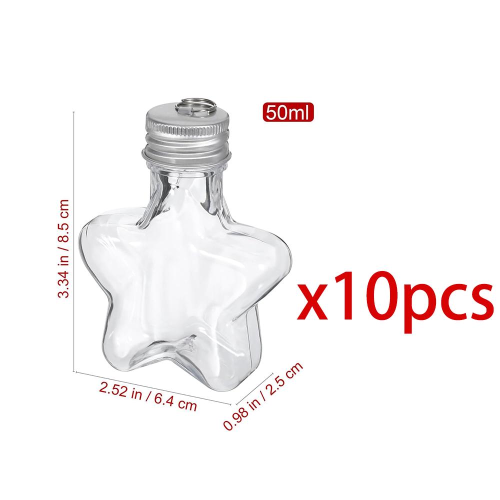 

10/20pcs Star Shaped Clear Plastic Fillable Ornament Balls 50 Ml For Christmas Tree Decoration Diy Candy Drinks Wishing Bottles 50ml