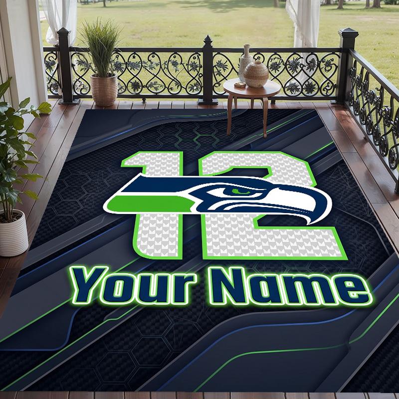 Custom Text Printed Rug Seattle Seahawks Non Slip Floor Carpet For Home Room Decor