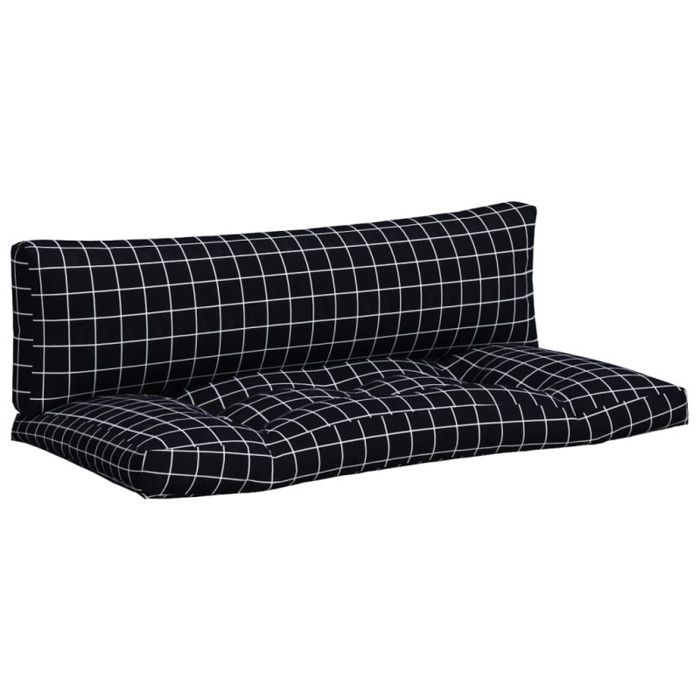 VidaXL Pallet Cushions 2 Pcs Checkered Pattern Black Oxford Fabric 360938