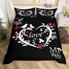 Couple Romantic Wedding Mr And Mrs Duvet Cover Microfiber Funny Quotes Love Heart Happiness Love Birds For Valentine'S Day Adult