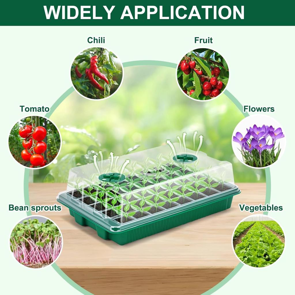24/48 Holes Seedling Tray Kit with Adjustable Ventilation Lid Seed Starter Germination Box for Balcony Indoor Planting Transpla