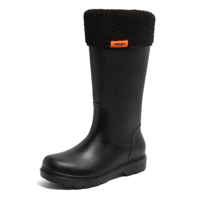 Rain shoes men's long tube medium tube waterproof water shoes rain boots wear-resistant thickened adult fashion velvet student rubber shoes