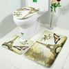 Butterfly Tower Bath Mat Set Polyester Non Slip Absorbent Rug For Bathroom Decor