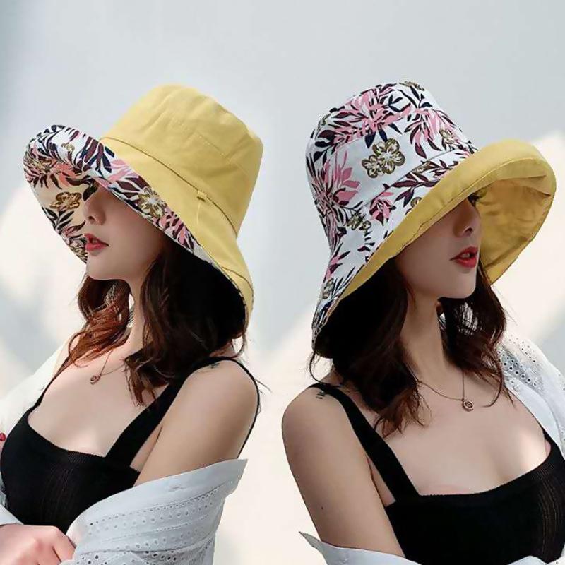 Women's Bucket Hat Panamanian Four Seasons Big Brim Double-Sided Fisherman Hats Sun Visor