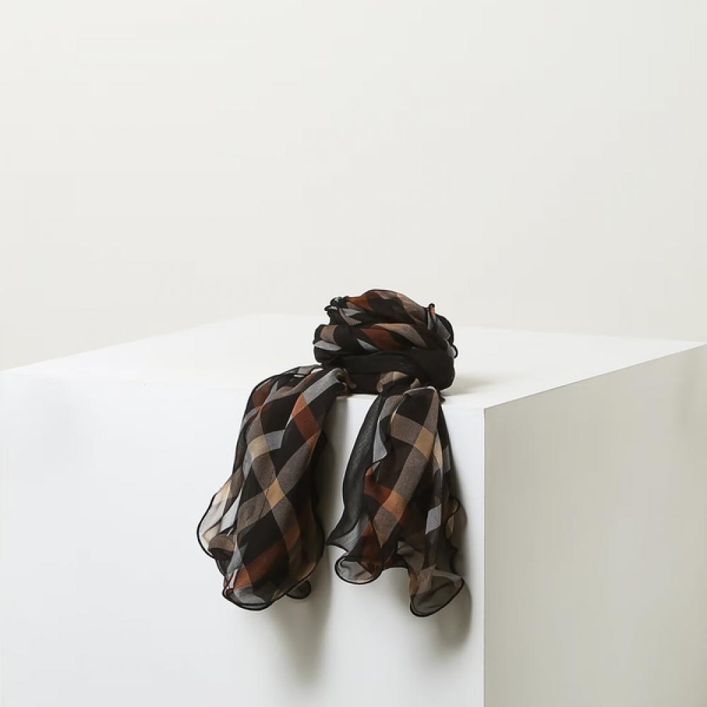 Daks Black House Check Long Silk Scarf Dcsc5f291bk Single option