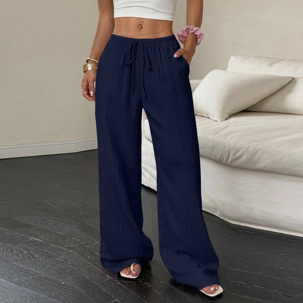 Women's Casual High Waist Loose Lace Wide Leg Pants
