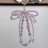 Korean Crystal Bow Irregular Bead Key Chains for Women Purple Tassel Simple Shiny Metal Buckle Bag Mobile Pendant Accessories