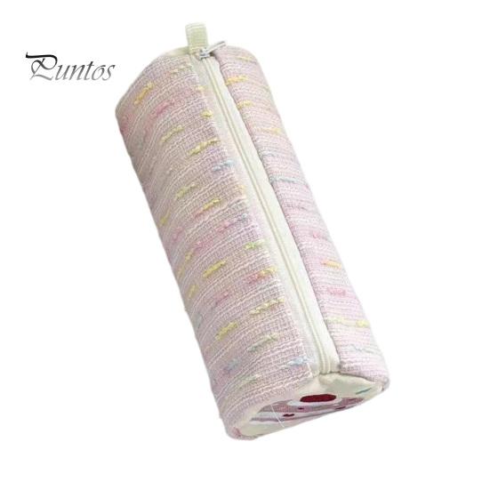 Decorative Pencil Case Strawberry Cake Roll Case, Large Capacity Cylindrical Pen Pouch, Girlish Desk Accessory Cute Stationery Storage Bag for