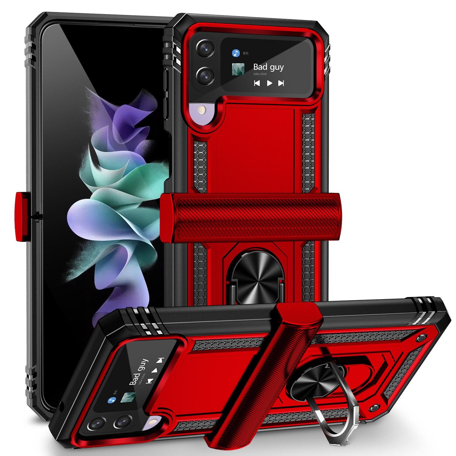 

Противоударный защитный чехол с подставкой и кольцом для Samsung Galaxy Z Flip4 Flip 4 5G Flip3 Zflip4 Flip 3, противоударный защитный чехол Samsung Z Flip 3 красный