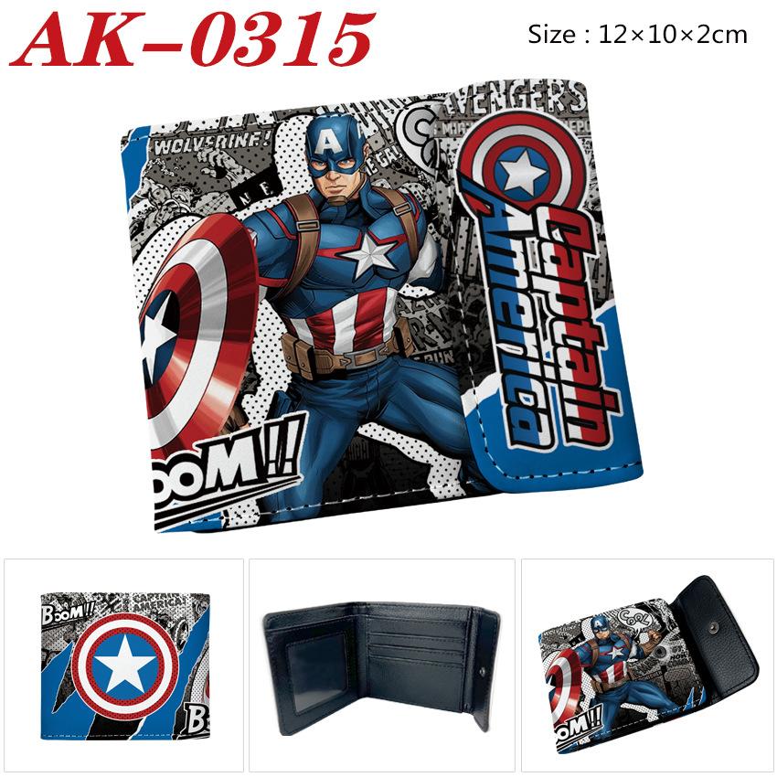 Marvel Superbohater Pełnokolorowy Zatrzask Krótki Portfel ze Skóry PU Kapitan Ameryka Iron Man Spider-Man