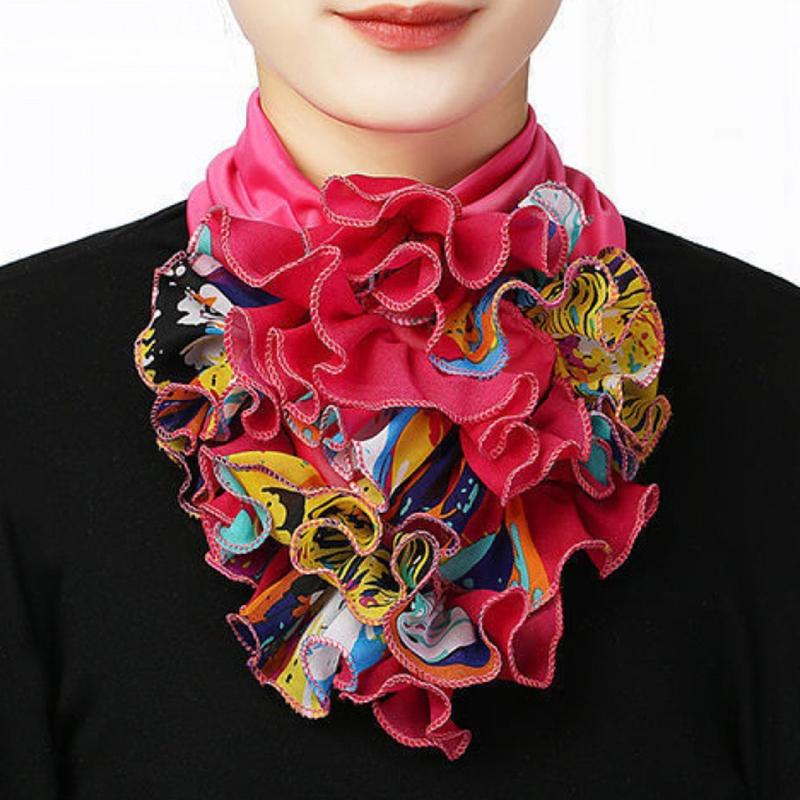 Spring Summer Chiffon Neck Collar Scarf Women Head Thin Sunscreen Variety Small Silk Anti-UV Scarf Mask Multi-Function Scarf