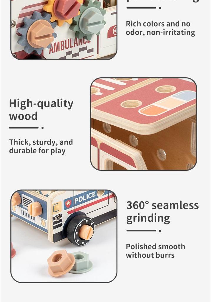 Children's Wooden Educational Tool Cart: Disassemble & Assemble Nuts and Screws for Hands-On Learning