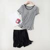 Navava Women Stripe Bra Cup Short Sleeve Shorts Set Nt2692