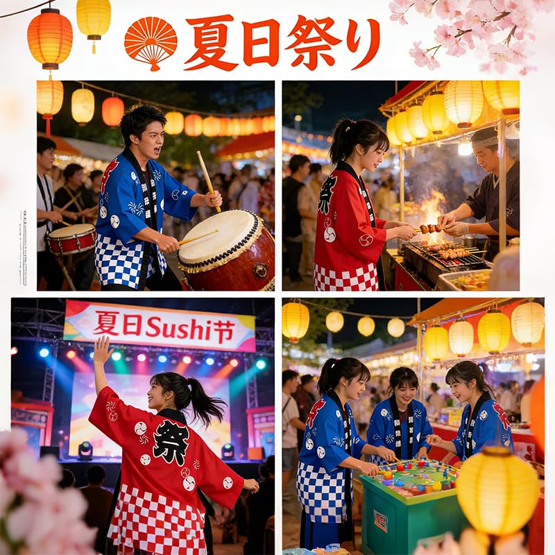 Happi Coat Japanischer Stil Erwachsene Kostenlos für Sommerschule Messe Veranstaltungen [wowjimi] 3-teiliges Set, Kostüm, Größe, Größe, Unisex, Izakaya, Festivals, Festivals,