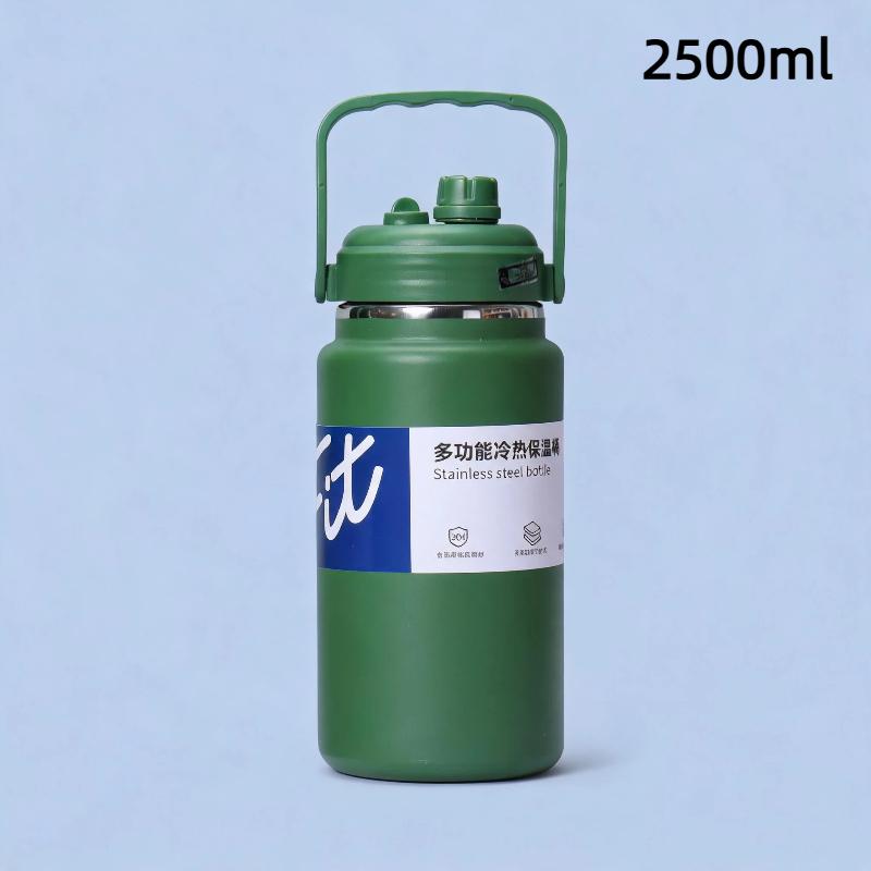Stainless Steel Insulated Water Jug Food Grade Leak Proof Lid 24H Heat Cold Retention for Picnic Beach Trips
