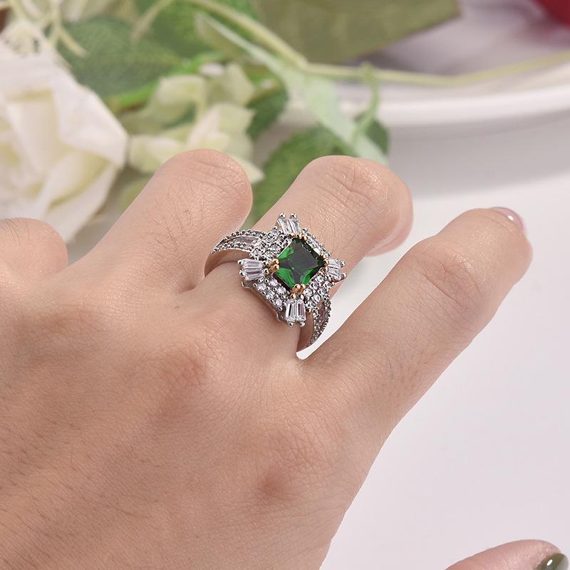 Bague en argent Sterling 925 avec Zircon émeraude pour femmes, bijoux de charme, cadeau de fête de mariage