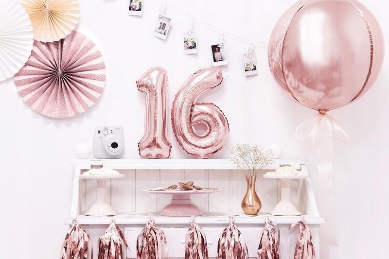 Balon Foliowy Cyfra "6" 35Cm Różowe Złoto 1 Szt.