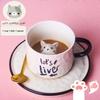 Ceramic Coffee Mug Set with Saucer Mini Cute Cat Couple Cup Creative Trendy Design